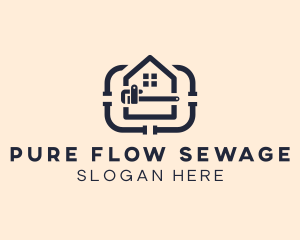 Sewage - House Wrench Pipe Plumbing logo design