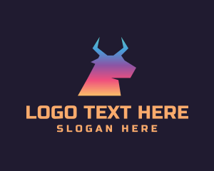 Hunting - Gradient Bull Ox logo design