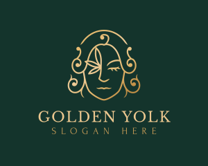 Golden Floral Woman logo design