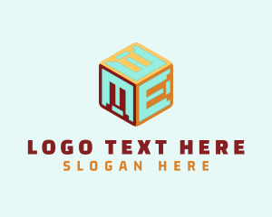 Letter E - Tech Media Cube logo design