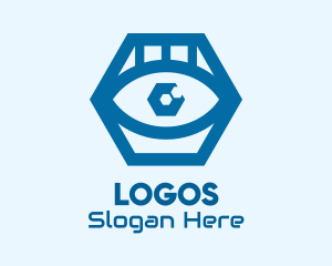 Blue Hexagon Eye  Logo
