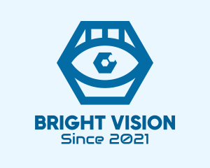 Pupil - Blue Hexagon Eye logo design
