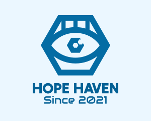 Eye Clinic - Blue Hexagon Eye logo design