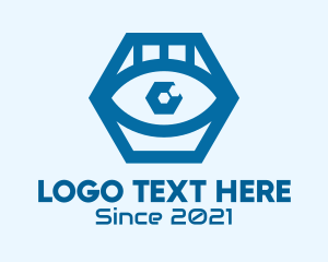 Visual - Blue Hexagon Eye logo design