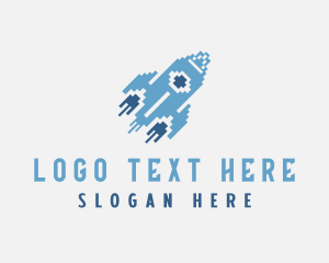 Mascot - Rocket Ship Pixel App logo design