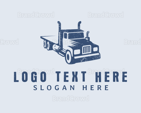 Flatbed Truck Logistics Logo