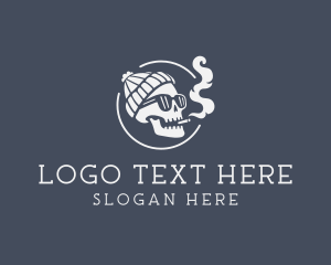Cigarette - Skull Beanie Smoking logo design