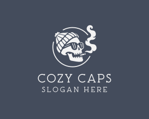 Beanie - Skull Beanie Smoking logo design