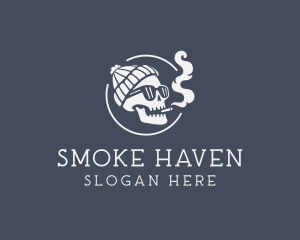 Smoking - Skull Beanie Smoking logo design