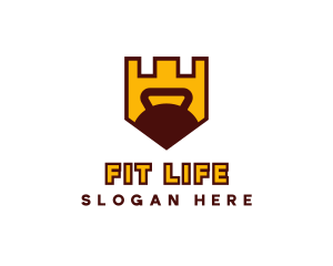 Fitness  Kettlebell Shield logo design