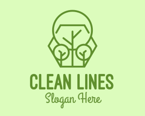 Sans Serif - Geometric Plant Linear logo design