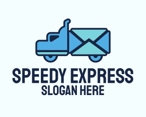 Blue Mail Truck logo design