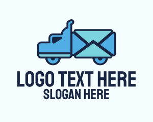 Envelope - Blue Mail Truck logo design