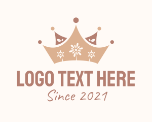 Brown - Royal Flower Crown logo design