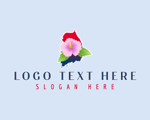 Map - South Korea Rose of Sharon logo design