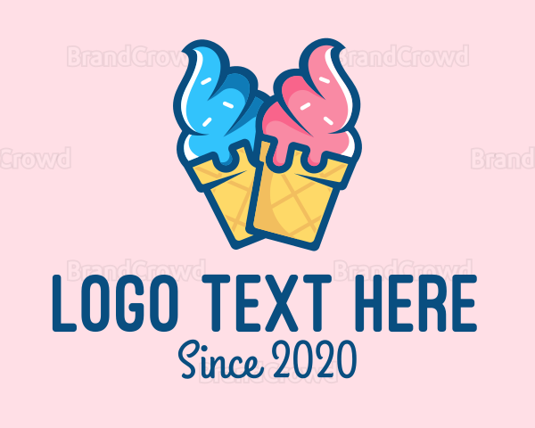 Pink Blue Ice Cream Logo