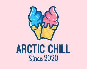 Ice - Pink Blue Ice Cream logo design