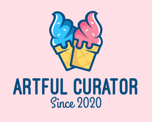 Pink Blue Ice Cream logo design