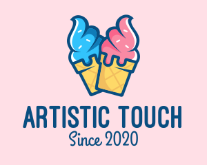 Pink Blue Ice Cream logo design