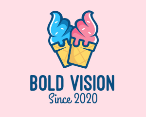 Pink Blue Ice Cream logo design