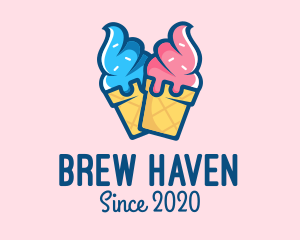 Pink Blue Ice Cream logo design