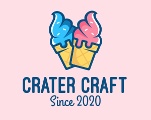 Pink Blue Ice Cream logo design