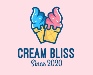 Cream - Pink Blue Ice Cream logo design