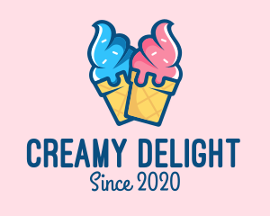 Yogurt - Pink Blue Ice Cream logo design