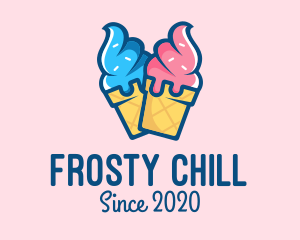 Ice - Pink Blue Ice Cream logo design