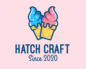 Pink Blue Ice Cream logo design