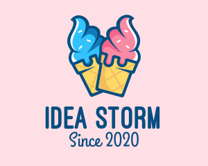 Pink Blue Ice Cream logo design