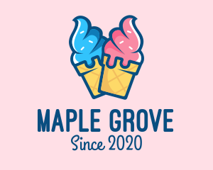 Pink Blue Ice Cream logo design