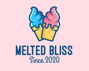 Pink Blue Ice Cream logo design