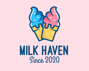 Dairy - Pink Blue Ice Cream logo design