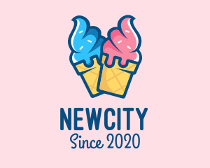 Pink Blue Ice Cream logo design