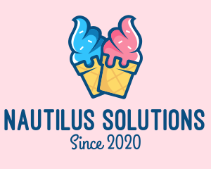 Pink Blue Ice Cream logo design