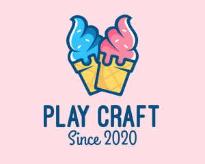 Pink Blue Ice Cream logo design