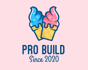 Pink Blue Ice Cream logo design