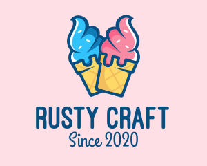 Pink Blue Ice Cream logo design