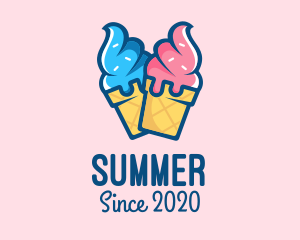 Pink Blue Ice Cream logo design