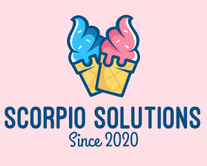 Pink Blue Ice Cream logo design