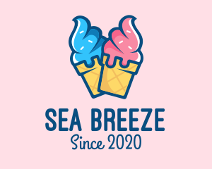 Pink Blue Ice Cream logo design