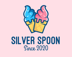 Pink Blue Ice Cream logo design