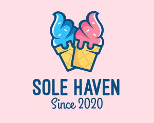 Pink Blue Ice Cream logo design