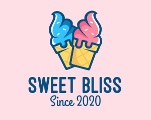 Pink Blue Ice Cream logo design