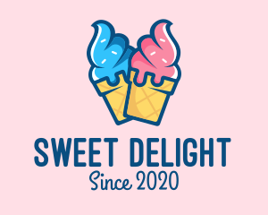 Sherbet - Pink Blue Ice Cream logo design