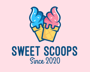Ice Cream - Pink Blue Ice Cream logo design