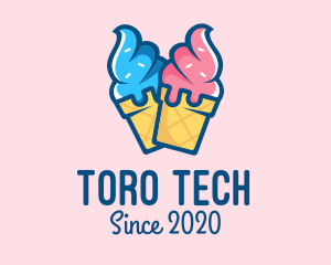 Pink Blue Ice Cream logo design