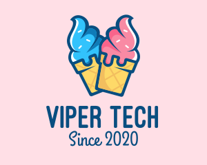 Pink Blue Ice Cream logo design