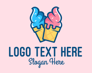 Pink Blue Ice Cream Logo